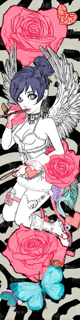 Free angel bookmark featuring a kneeling angel